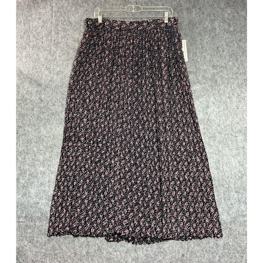 Willow Ridge Skirt Women XL Black Floral Maxi Broomstick Chiffon Cottage Prairie